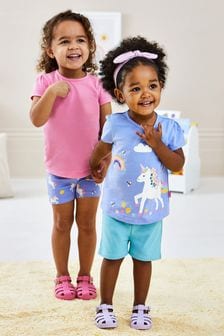 JoJo Maman Bébé Lilac Purple Unicorn & Pink 2-Pack T-Shirts (Q80891) | SGD 41