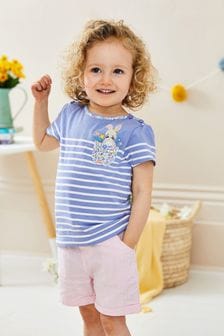 JoJo Maman Bébé Lilac Purple Bunny Pocket Breton T-Shirt (Q80897) | SGD 31