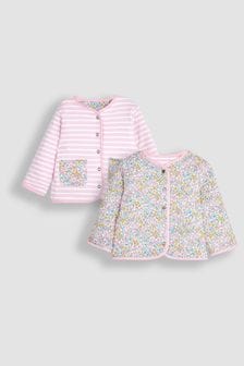 JoJo Maman Bébé Pink Jungle Floral Quilted Reversible Jacket (Q80906) | 134 QAR
