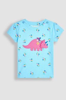 アヒルの卵 ブルー 恐竜 - Jojo Maman Bébé アップリケ Tシャツ (Q80914) | ￥2,990