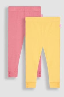 JoJo Maman Bébé Pink & Yellow 2-Pack Rib Leggings (Q80918) | NT$890
