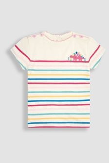 Motif dinosaure arc-en-ciel - T-shirt breton à poche Jojo Maman Bébé (Q80929) | €18