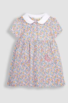 JoJo Maman Bébé Pink Apple & Peach Floral Peter Pan Pet In Pocket Jersey Dress (Q80943) | 114 QAR
