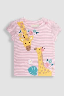 JoJo Maman Bébé Rose Pink Giraffe Appliqué T-Shirt (Q80947) | $27