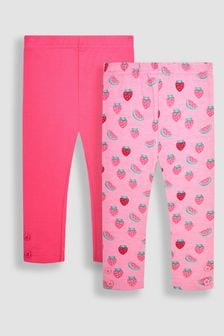 JoJo Maman Bébé Pink Strawberry & Pink 2-Pack Leggings (Q80953) | SGD 43