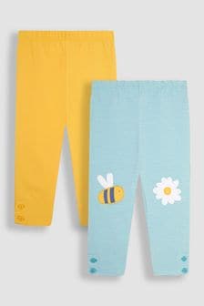 Enteneiblau mit Biene und Gelb - JoJo Maman Bébé Leggings im 2er-Pack (Q80956) | 35 €
