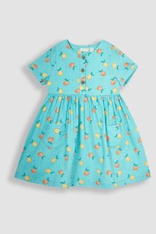 JoJo Maman Bébé Blue Peach & Lemon Button Front Summer Dress (Q80958) | SGD 45