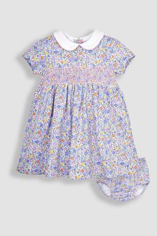 JoJo Maman Bébé Lilac Ditsy Floral Smocked Jersey Dress (Q80960) | €40