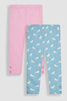 JoJo Maman Bébé Blue Duck Floral & Pink 2-Pack Leggings (Q80988) | €25