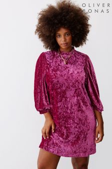 Oliver Bonas Purple Crinkle Velvet Mini Dress (Q81048) | 205 zł