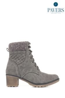 Pavers Grey Lace Up Ankle Boots