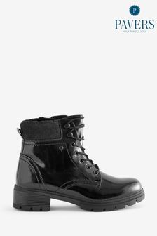 Pavers Lace-Up Black Ankle Boots (Q81186) | kr714
