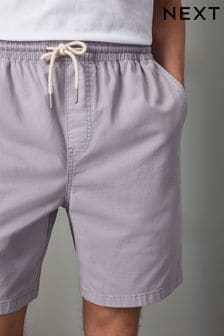 Lila vijolična - Sprane bombažne kratke hlače z elastičnim pasom (Q81210) | €17