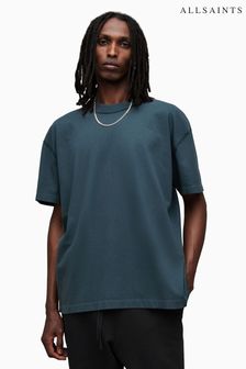 Niebieski - Allsaints Isac Short Sleeve Crew T-shirt (Q81256) | 345 zł