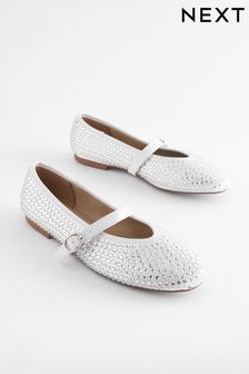 أبيض - حذاء ماري جين مرصّع من Forever Comfort (Q81273) | 144 د.إ