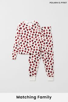 Polarn O. Pyret White Organic Heart Print Pyjamas (Q81321) | €73