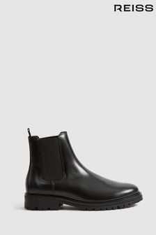 Reiss Black Chiltern Leather Chelsea Boots (Q81367) | AED1,642