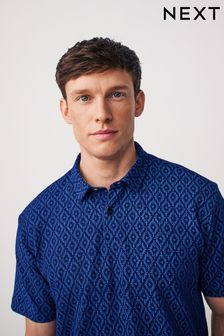 Синий индиго - Рубашка поло с фактурным принтом (Q81383) | €32