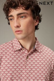 Pink/White Textured Print Polo Shirt (Q81385) | €26
