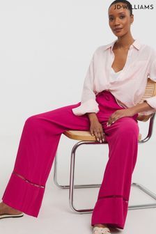 Jd Williams Pink Crinkle Shirred Waist Wide Leg Trousers (Q81408) | 155 LEI