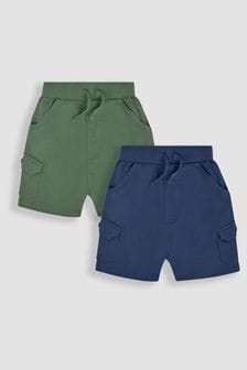 JoJo Maman Bébé Khaki Green 2-Pack Jersey Cargo Shorts (Q81659) | 128 SAR