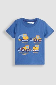 JoJo Maman Bébé Denim Blue Vehicles Appliqué Motif T-Shirt (Q81661) | €28