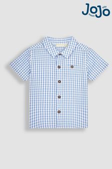JoJo Maman Bébé Blue Short Sleeve Gingham Shirt (Q81677) | OMR11