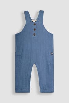 JoJo Maman Bébé Denim Blue Classic Cheesecloth Button Front Dungarees (Q81682) | AED116