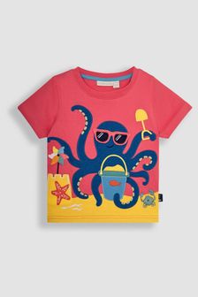 JoJo Maman Bébé Orange Octopus Interactive Appliqué T-Shirt (Q81687) | AED94