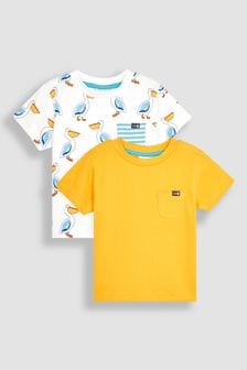 JoJo Maman Bébé White Pelican 2-Pack Pocket T-Shirts (Q81688) | NT$980