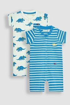 钴蓝色三角恐龍和條紋 - JoJo Maman Bébé 2件裝連衫褲 (Q81703) | NT$1,400
