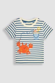 JoJo Maman Bébé Ecru Crab Appliqué Pocket T-Shirt (Q81725) | SGD 33