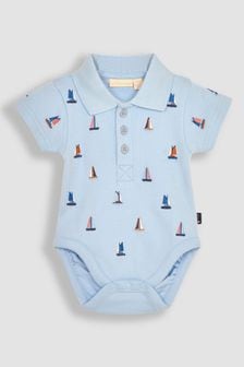 JoJo Maman Bébé Blue Sailboat Embroidered Polo Shirt Bodysuit (Q81737) | NT$700