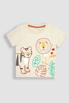 JoJo Maman Bébé Natural Lion & Tiger Appliqué T-Shirt (Q81739) | €27