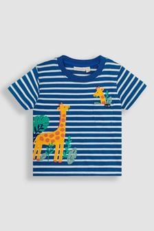 靛藍色長頸鹿 - Jojo Maman Bébé 貼花口袋 T 恤 (Q81742) | NT$790
