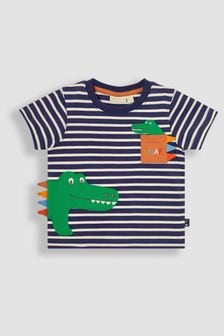 JoJo Maman Bébé Indigo Blue Crocodile Appliqué Pocket T-Shirt (Q81746) | €27