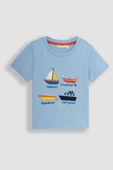 JoJo Maman Bébé Blue Boat Appliqué Motif T-Shirt (Q81751) | kr310