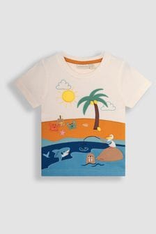JoJo Maman Bébé Ecru Beach Scene T-Shirt (Q81765) | SGD 33
