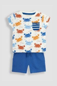 JoJo Maman Bébé Natural Crab Printed T-Shirt & Shorts Set (Q81768) | €42