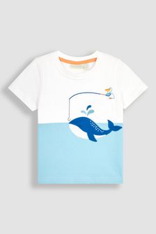 Blanco con ballena y pelícano - Camiseta con bolsillo de aplique de JoJo Maman Bébé (Q81772) | 27 €