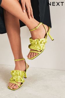 Lime Green Forever Comfort® Ruffle Heeled Sandals (Q81785) | MYR 172
