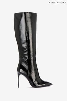 Mint Velvet Black Patent Long Boots (Q81793) | €124
