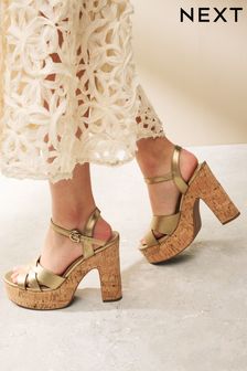 Gold Forever Comfort® Cork Platform Sandals (Q81814) | $50