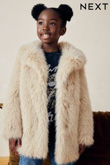 Cream Cream Faux Fur Coat (3-16yrs) (Q81940) | €59 - €75