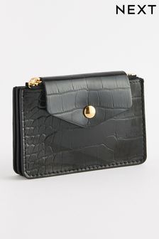 Black Croc Effect Card Holder (Q81943) | $21