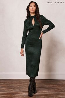 Mint Velvet Green Satin Shirred Dress (Q81986) | €74