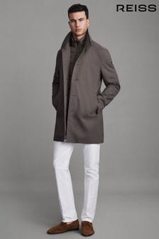 Коричневый - Reiss куртка со съемной воротником-хомутом из перриновой ткани (Q81999) | €454