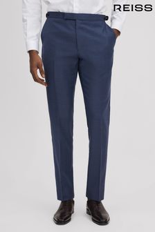 Reiss Bright Blue Harrison Slim Fit Wool Adjuster Trousers (Q82030) | OMR126