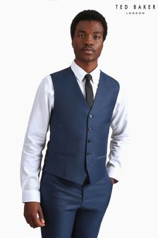 Ted Baker Tailoring Blue Tai Slim Fit Semi Plain Waistcoat (Q82031) | OMR57