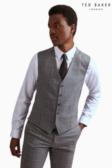 Ted Baker Tailoring Grey Miken Slim Fit Check Waistcoat (Q82079) | 544 QAR
